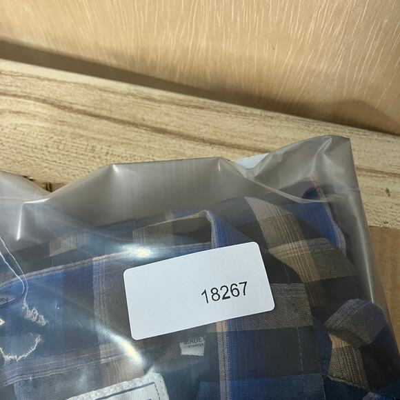 Ely Cattleman Button-Up Shirt Mens M Blue Tan Plaid Western Pearl Snap - Picture 9 of 9